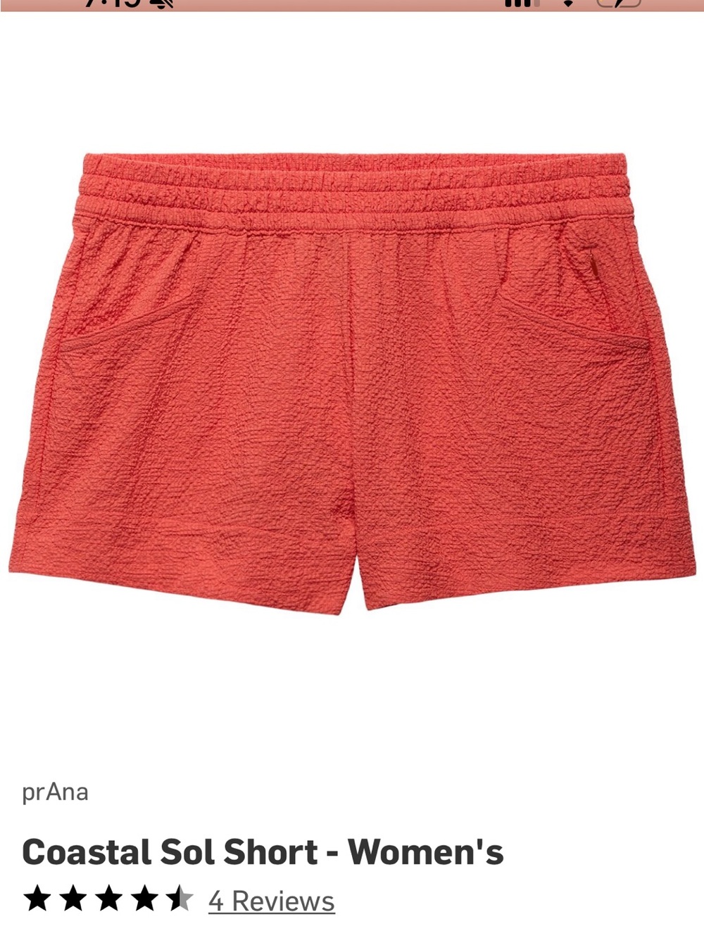 Prana Coastal Sol Women's Shorts in Lychee Coral